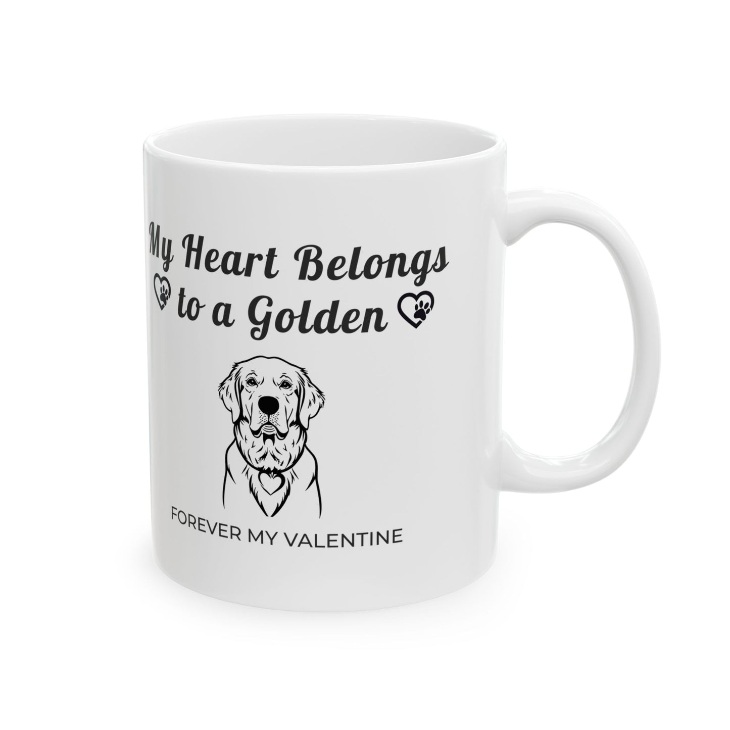 My Heart Belongs to a Golden | Golden Retriever Valentine’s Day Mug | Ceramic Coffee Cup (11oz, 15oz)