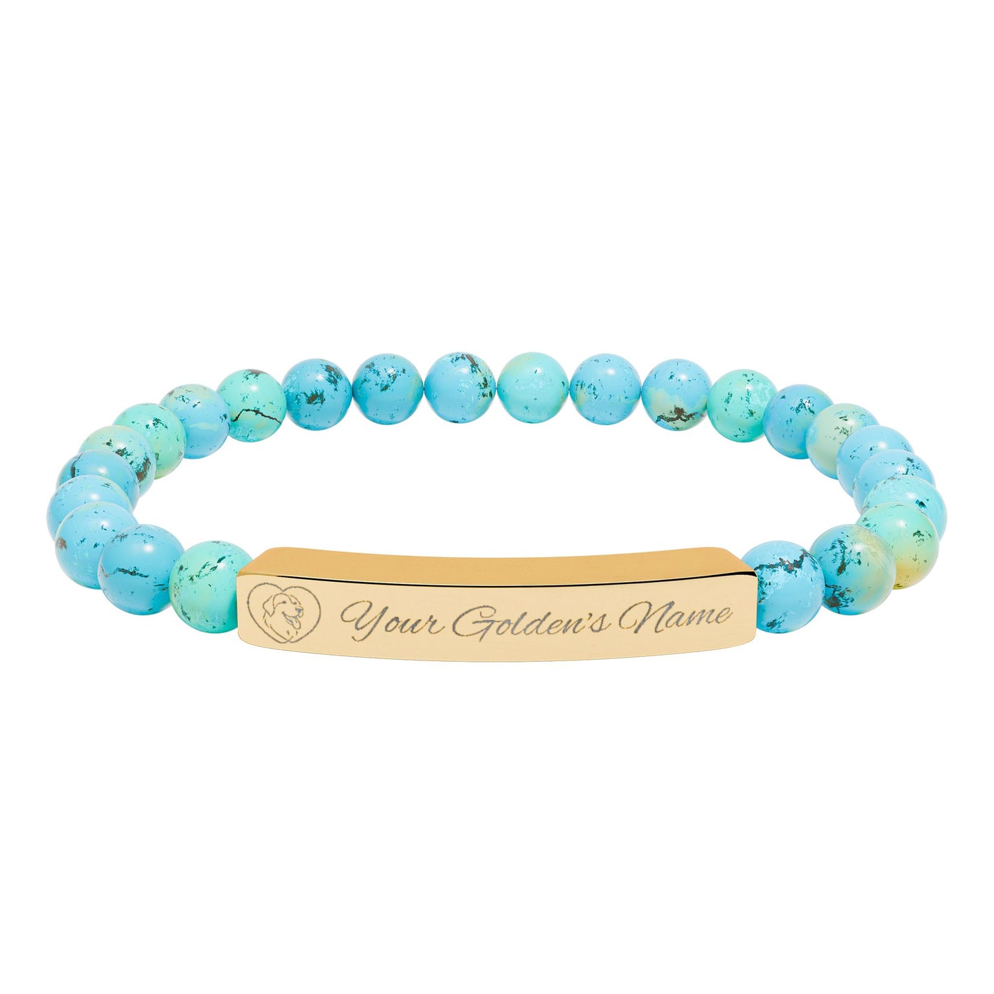 Custom Name Engraved | Stone Stretch Bracelet