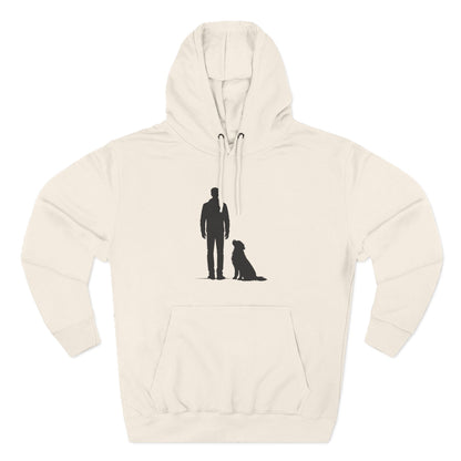 Man and Golden Retriever Silhouette Hoodie | Minimalist Dog Bond Pullover Sweatshirt