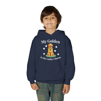 Youth Hoodie — “My Golden Is My Lucky Charm” St. Patrick’s Day Golden Retriever Sweatshirt