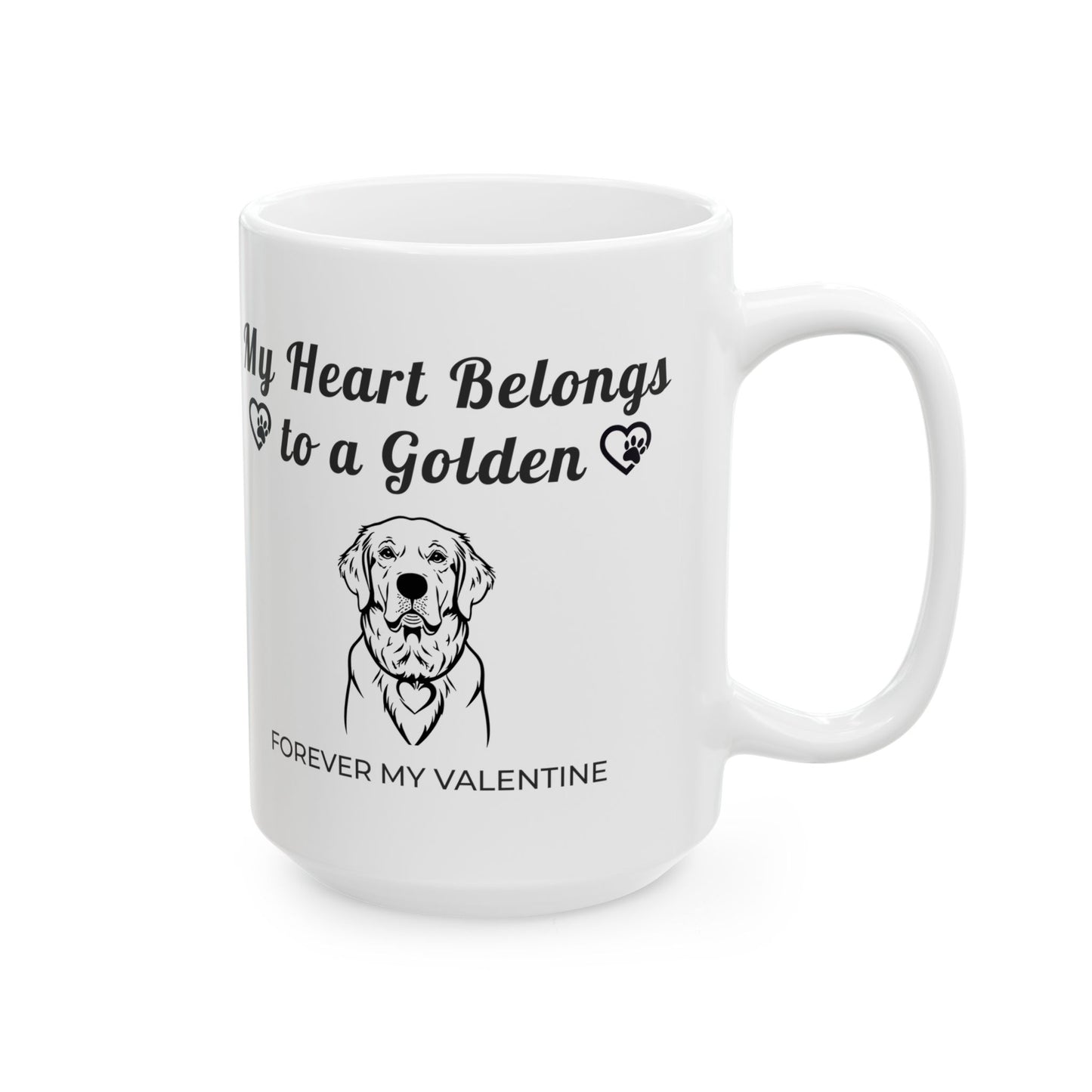 My Heart Belongs to a Golden | Golden Retriever Valentine’s Day Mug | Ceramic Coffee Cup (11oz, 15oz)