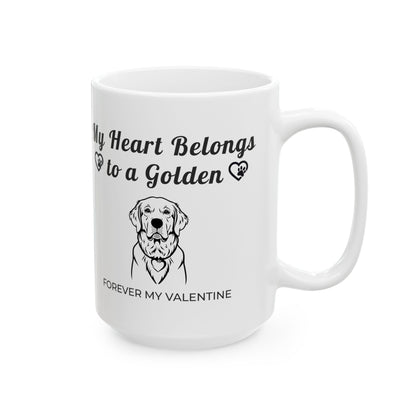 My Heart Belongs to a Golden | Golden Retriever Valentine’s Day Mug | Ceramic Coffee Cup (11oz, 15oz)