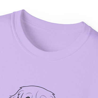 Dog Begging for Burger T-Shirt | Golden Retriever POV Line Art Tee