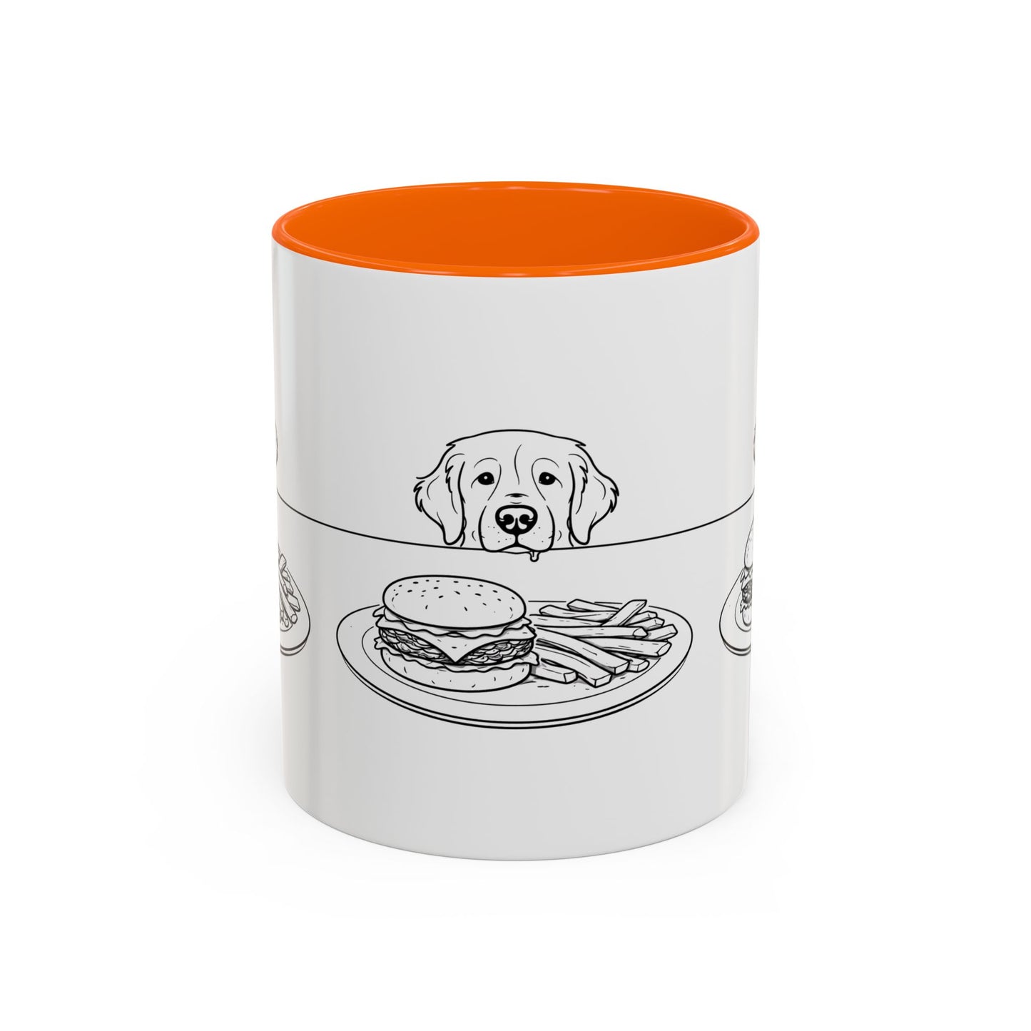 Golden Retriever Burger POV Mug | Dog Begging for Food Coffee Cup (11oz / 15oz)