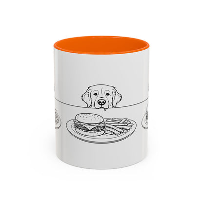 Golden Retriever Burger POV Mug | Dog Begging for Food Coffee Cup (11oz / 15oz)
