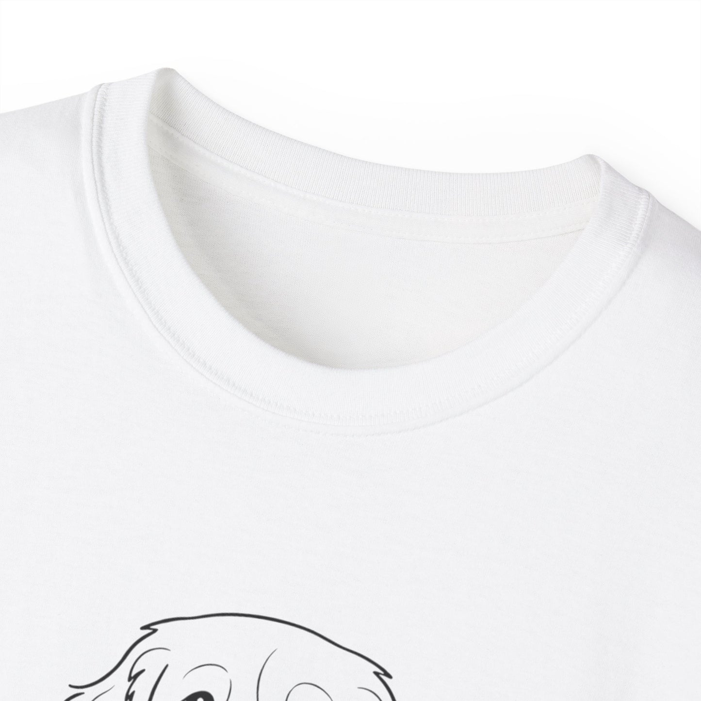 Dog Begging for Burger T-Shirt | Golden Retriever POV Line Art Tee