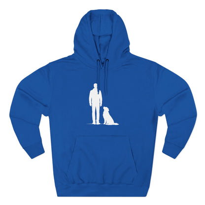 Man and Golden Retriever Silhouette Hoodie | Minimalist Dog Bond Pullover Sweatshirt