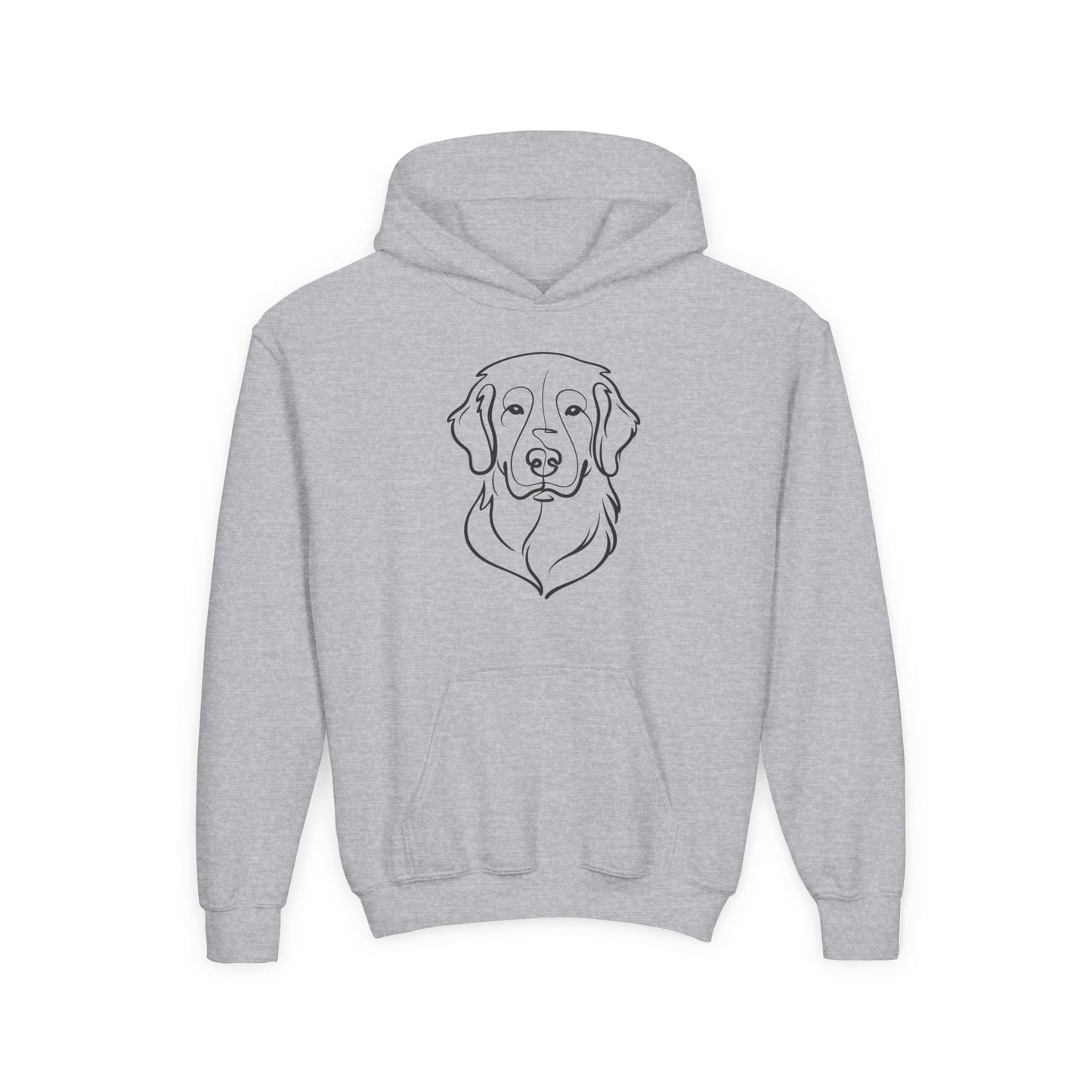 Youth Golden Retriever Line Art Hoodie | Minimal Dog Portrait Sweatshirt