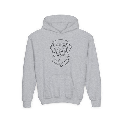 Youth Golden Retriever Line Art Hoodie | Minimal Dog Portrait Sweatshirt
