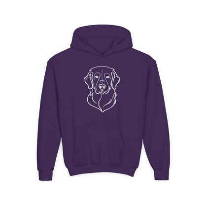 Youth Golden Retriever Line Art Hoodie | Minimal Dog Portrait Sweatshirt
