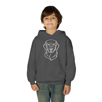 Youth Golden Retriever Line Art Hoodie | Minimal Dog Portrait Sweatshirt