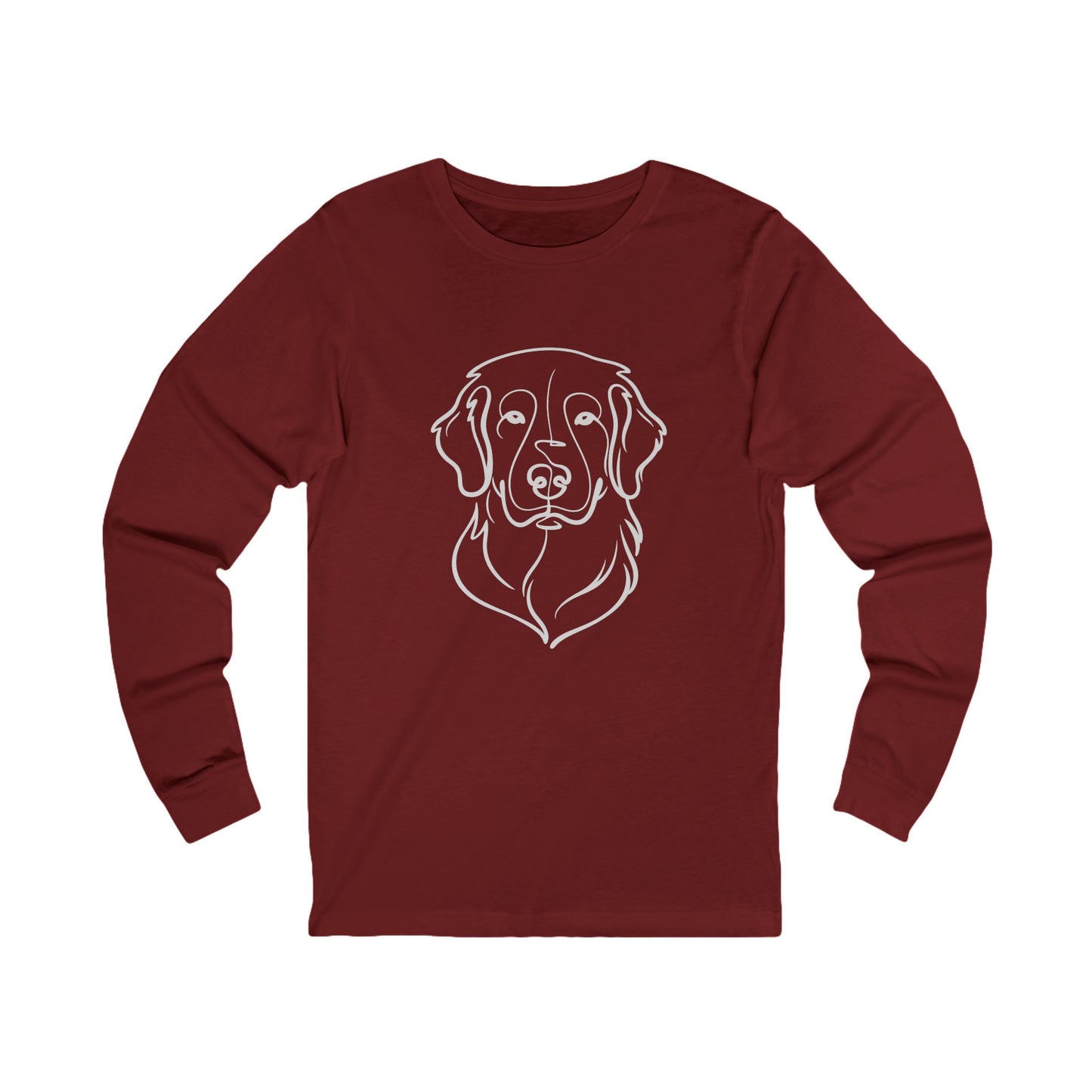 Golden Retriever Outline Long Sleeve Tee | Minimal Line Art Dog Shirt - Golden Retriever Line Art, Dog Line Art