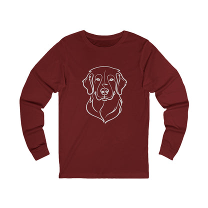 Golden Retriever Outline Long Sleeve Tee | Minimal Line Art Dog Shirt - Golden Retriever Line Art, Dog Line Art
