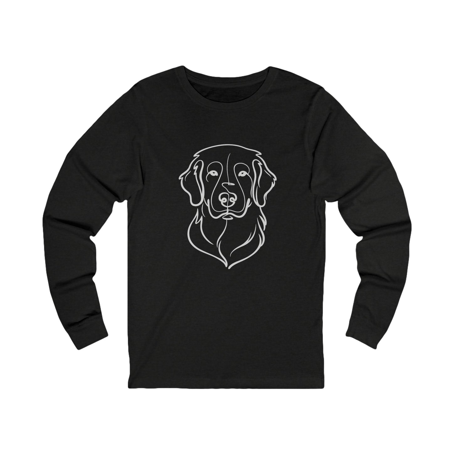 Golden Retriever Outline Long Sleeve Tee | Minimal Line Art Dog Shirt - Golden Retriever Line Art, Dog Line Art