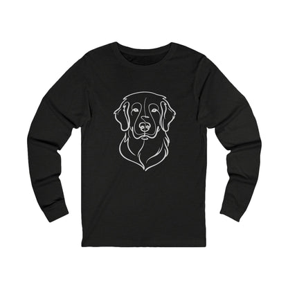 Golden Retriever Outline Long Sleeve Tee | Minimal Line Art Dog Shirt - Golden Retriever Line Art, Dog Line Art
