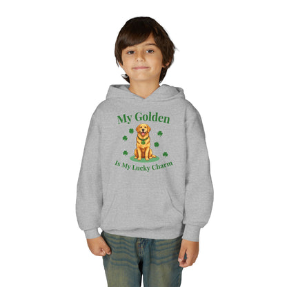 Youth Hoodie — “My Golden Is My Lucky Charm” St. Patrick’s Day Golden Retriever Sweatshirt