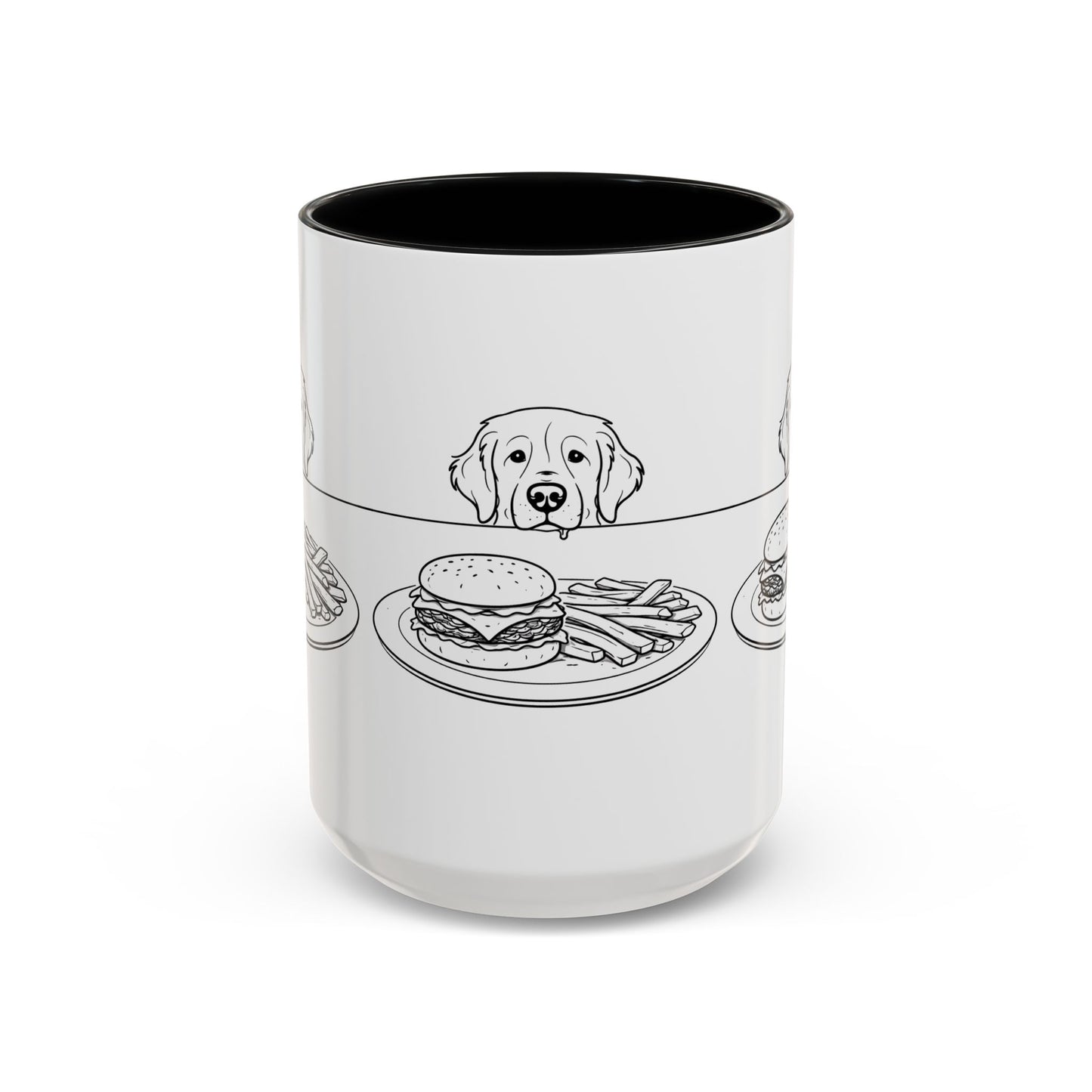 Golden Retriever Burger POV Mug | Dog Begging for Food Coffee Cup (11oz / 15oz)