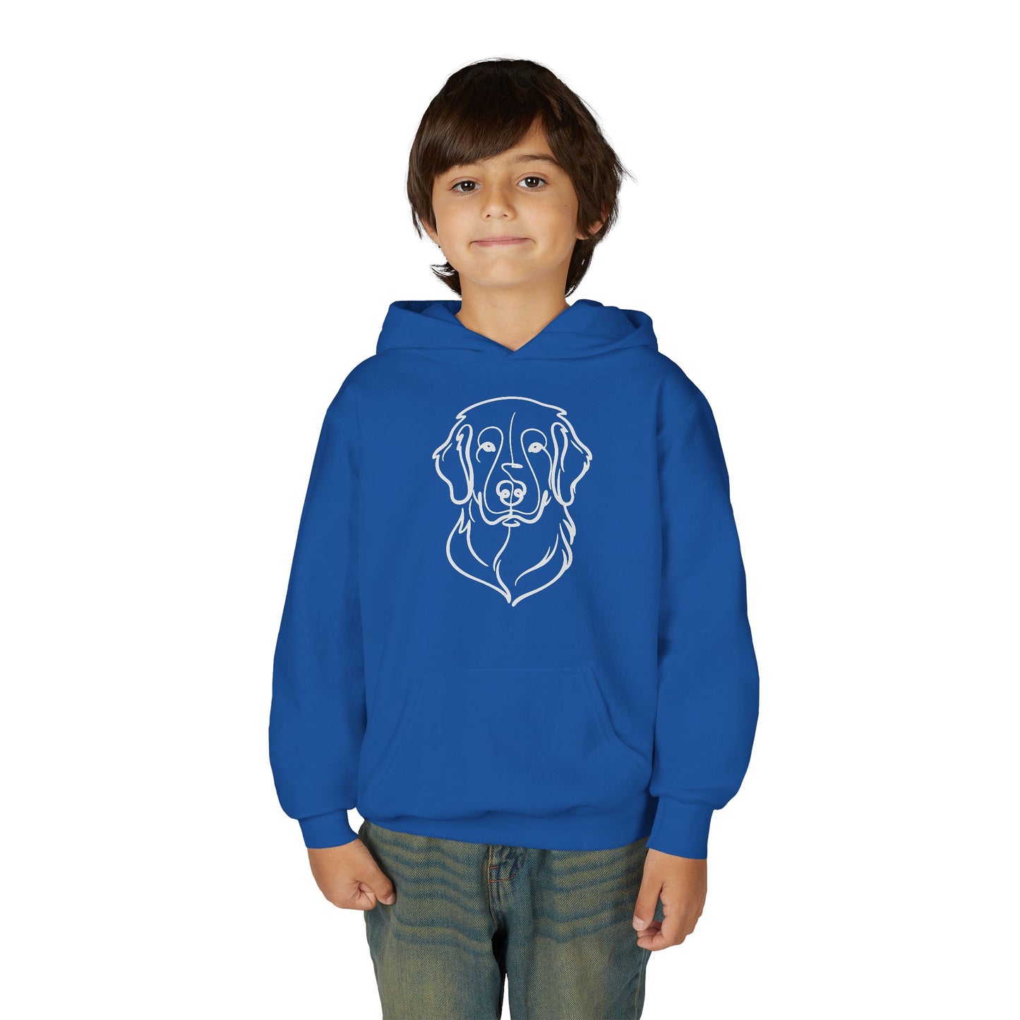 Youth Golden Retriever Line Art Hoodie | Minimal Dog Portrait Sweatshirt