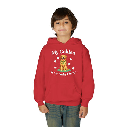 Youth Hoodie — “My Golden Is My Lucky Charm” St. Patrick’s Day Golden Retriever Sweatshirt