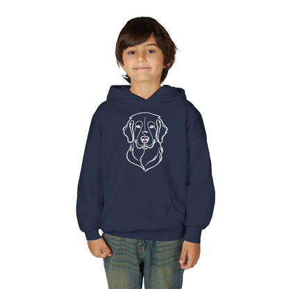 Youth Golden Retriever Line Art Hoodie | Minimal Dog Portrait Sweatshirt