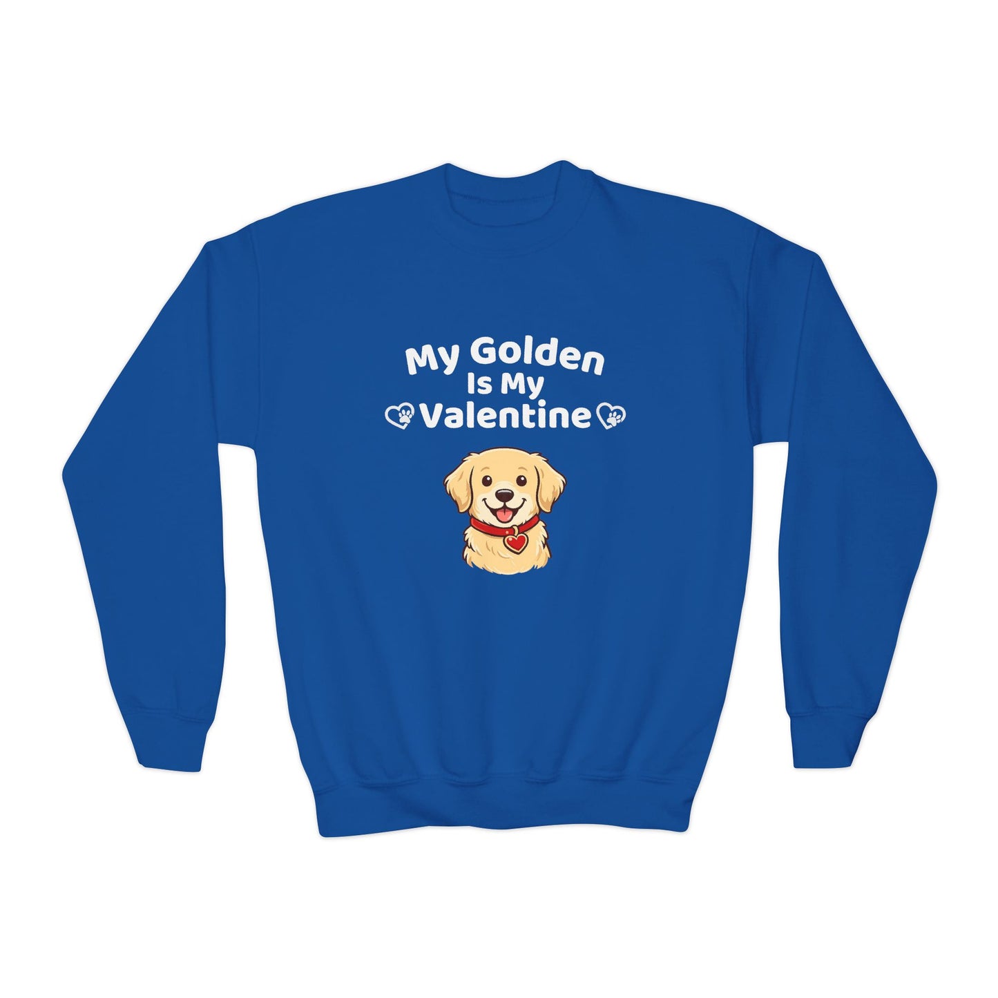 Youth Golden Retriever Valentine Sweatshirt | Cute Valentine's Day Apparel for Dog Lovers | Gift Ideas