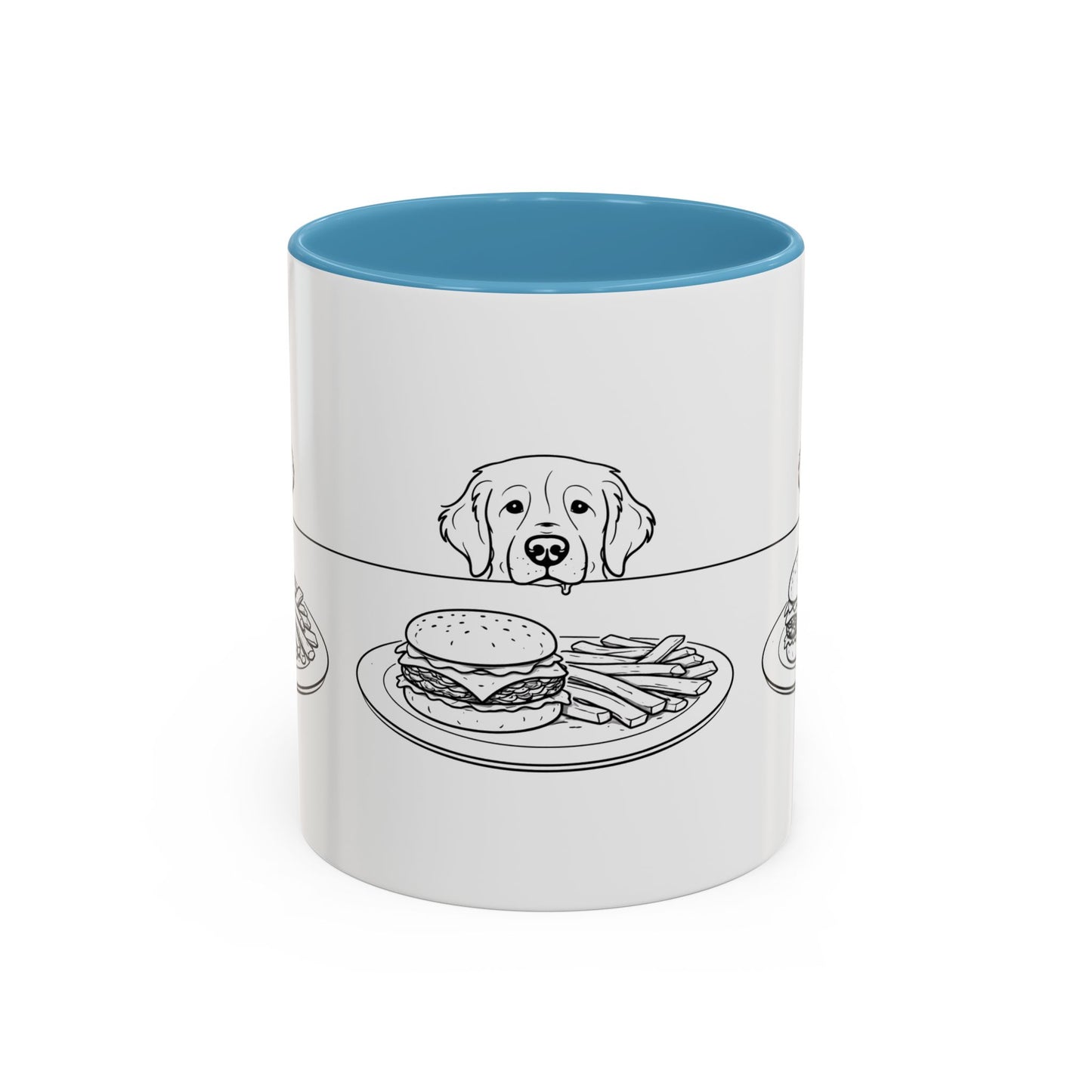 Golden Retriever Burger POV Mug | Dog Begging for Food Coffee Cup (11oz / 15oz)