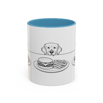 Golden Retriever Burger POV Mug | Dog Begging for Food Coffee Cup (11oz / 15oz)