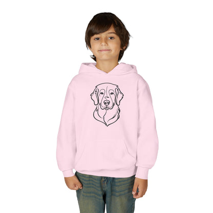 Youth Golden Retriever Line Art Hoodie | Minimal Dog Portrait Sweatshirt