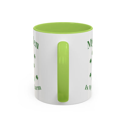 Accent Coffee Mug — “My Golden Is My Lucky Charm” St. Patrick’s Day Golden Retriever Mug