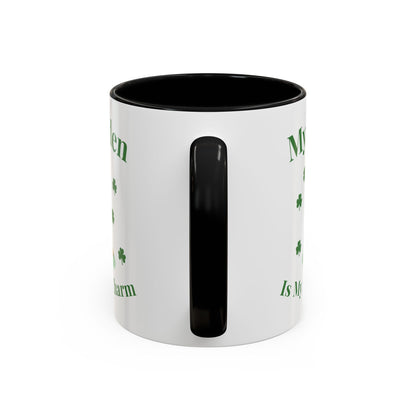 Accent Coffee Mug — “My Golden Is My Lucky Charm” St. Patrick’s Day Golden Retriever Mug