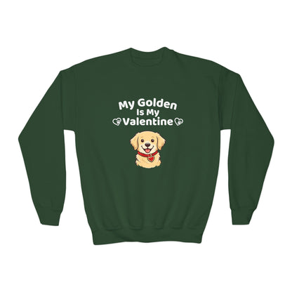 Youth Golden Retriever Valentine Sweatshirt | Cute Valentine's Day Apparel for Dog Lovers | Gift Ideas