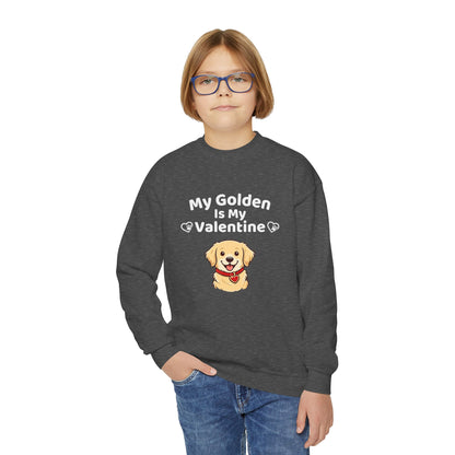 Youth Golden Retriever Valentine Sweatshirt | Cute Valentine's Day Apparel for Dog Lovers | Gift Ideas