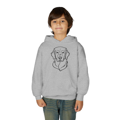 Youth Golden Retriever Line Art Hoodie | Minimal Dog Portrait Sweatshirt