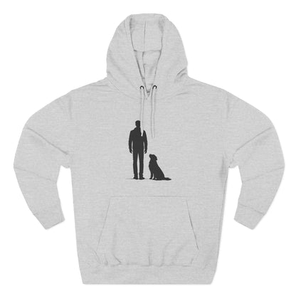 Man and Golden Retriever Silhouette Hoodie | Minimalist Dog Bond Pullover Sweatshirt