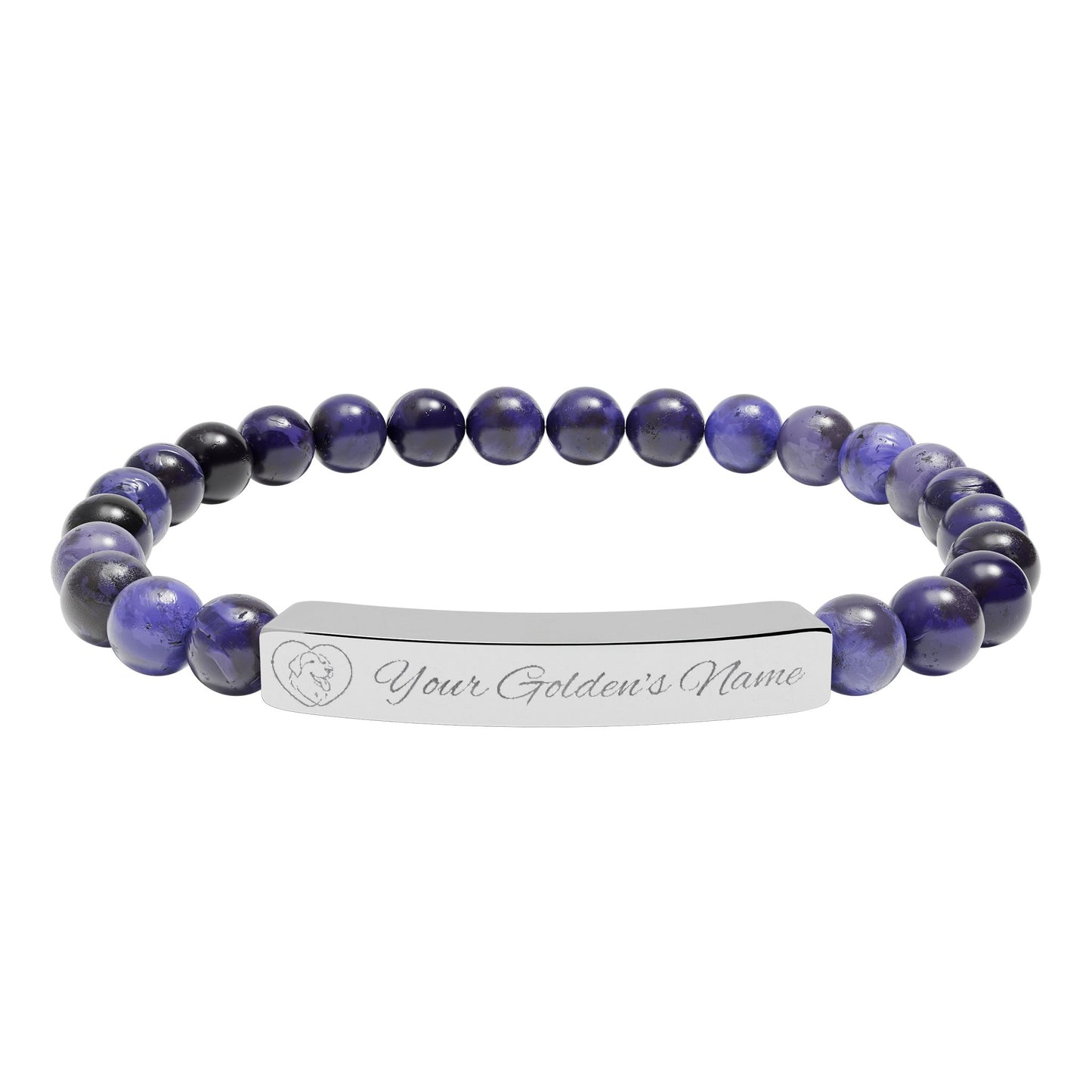 Custom Name Engraved | Stone Stretch Bracelet