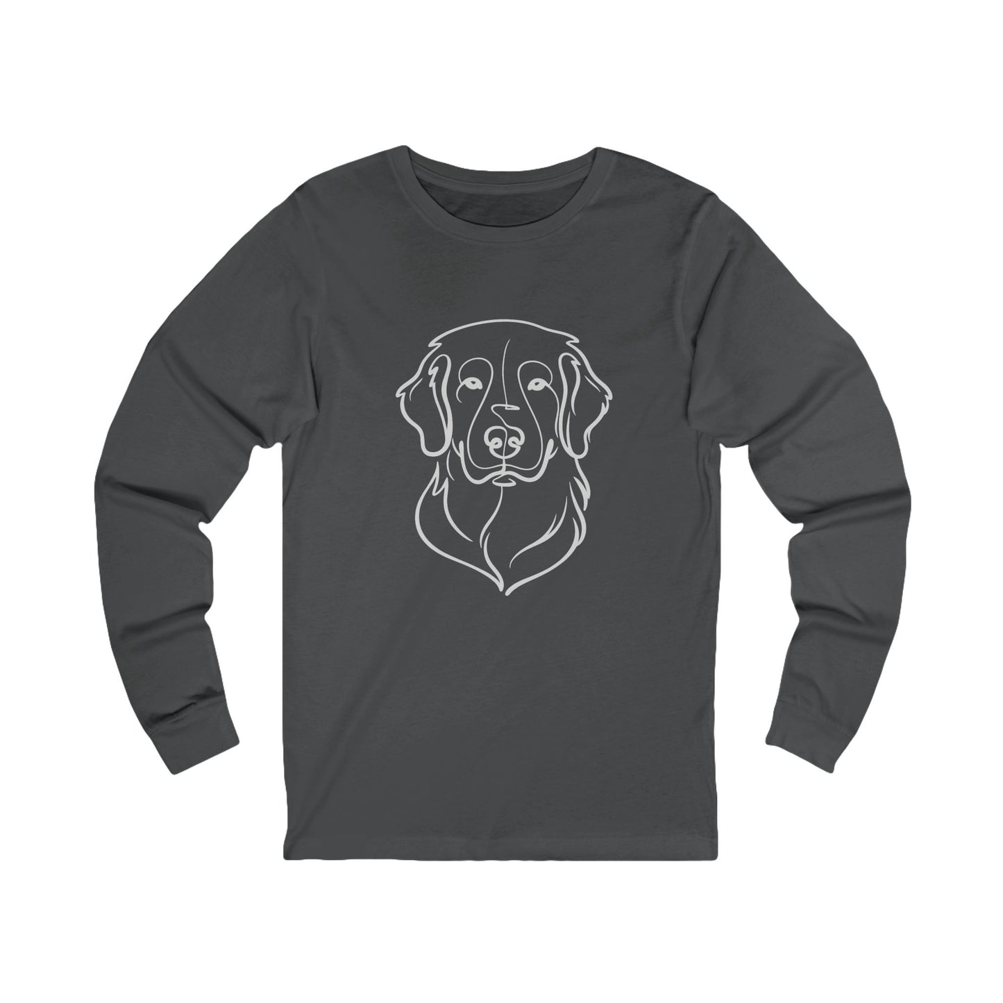Golden Retriever Outline Long Sleeve Tee | Minimal Line Art Dog Shirt - Golden Retriever Line Art, Dog Line Art