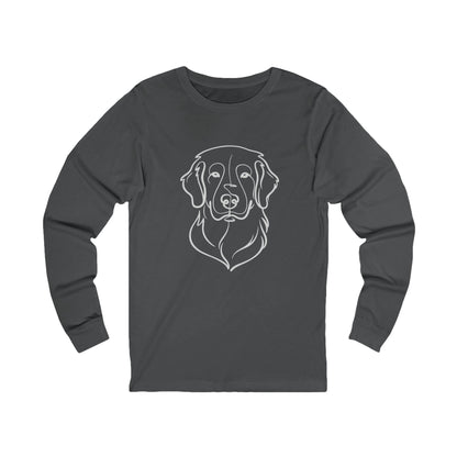 Golden Retriever Outline Long Sleeve Tee | Minimal Line Art Dog Shirt - Golden Retriever Line Art, Dog Line Art