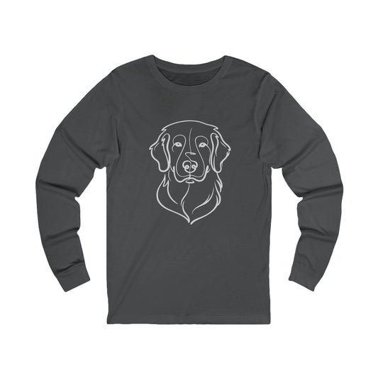 Golden Retriever Outline Long Sleeve Tee | Minimal Line Art Dog Shirt - Golden Retriever Line Art, Dog Line Art