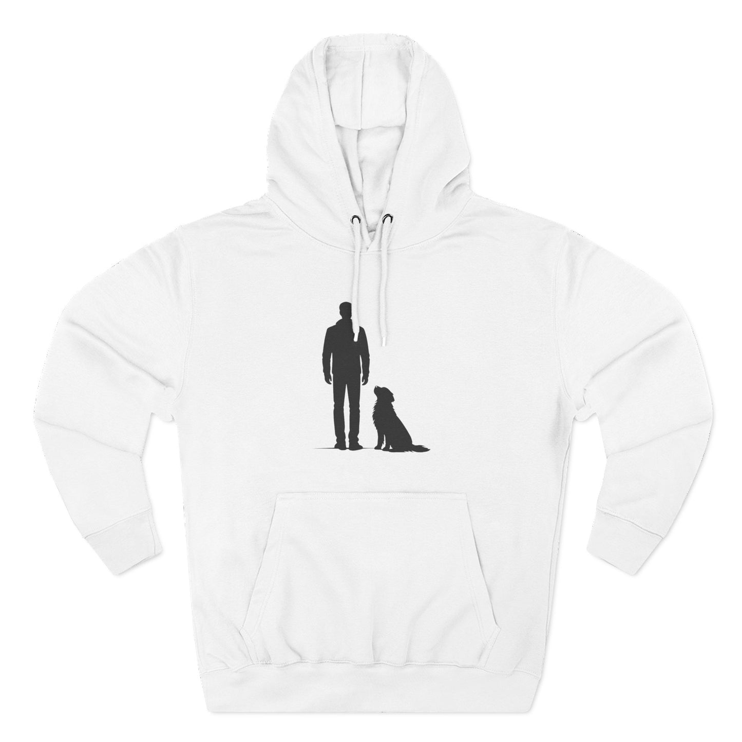 Man and Golden Retriever Silhouette Hoodie | Minimalist Dog Bond Pullover Sweatshirt