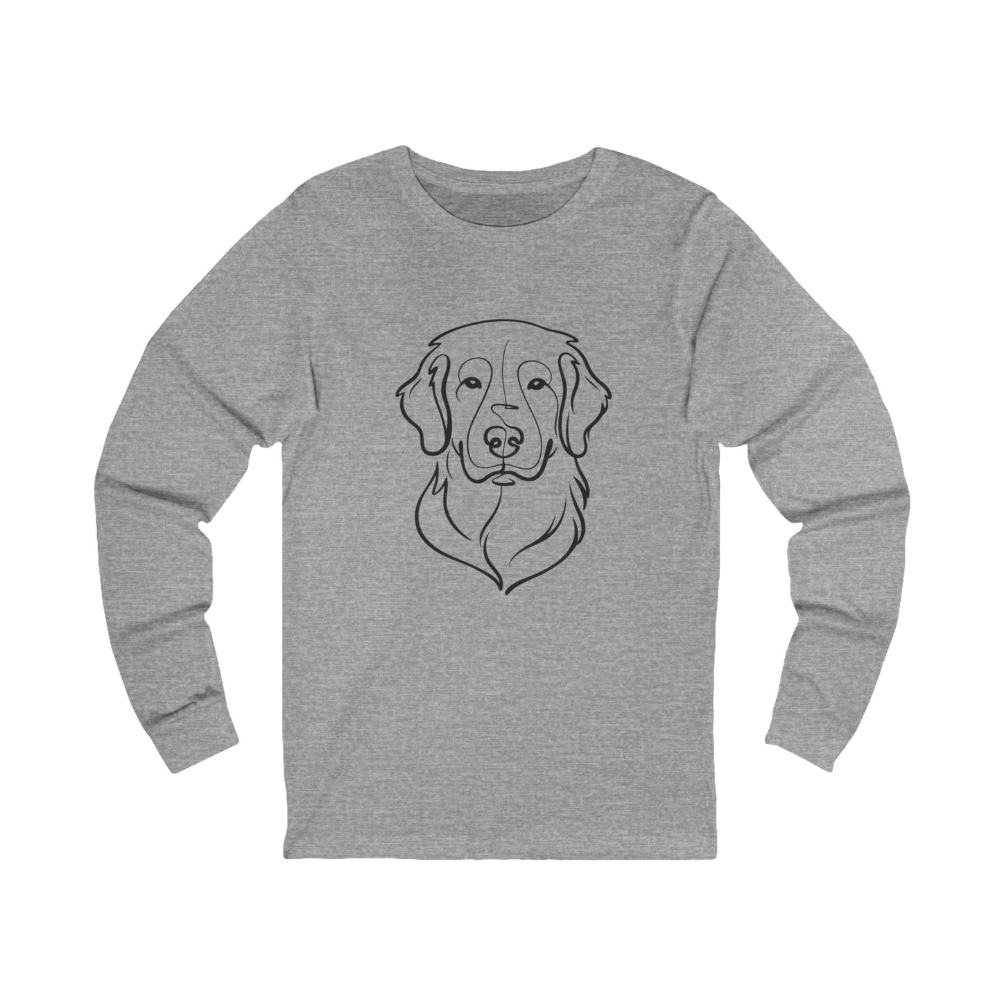 Golden Retriever Outline Long Sleeve Tee | Minimal Line Art Dog Shirt - Golden Retriever Line Art, Dog Line Art