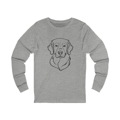 Golden Retriever Outline Long Sleeve Tee | Minimal Line Art Dog Shirt - Golden Retriever Line Art, Dog Line Art