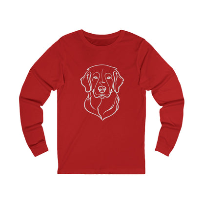 Golden Retriever Outline Long Sleeve Tee | Minimal Line Art Dog Shirt - Golden Retriever Line Art, Dog Line Art