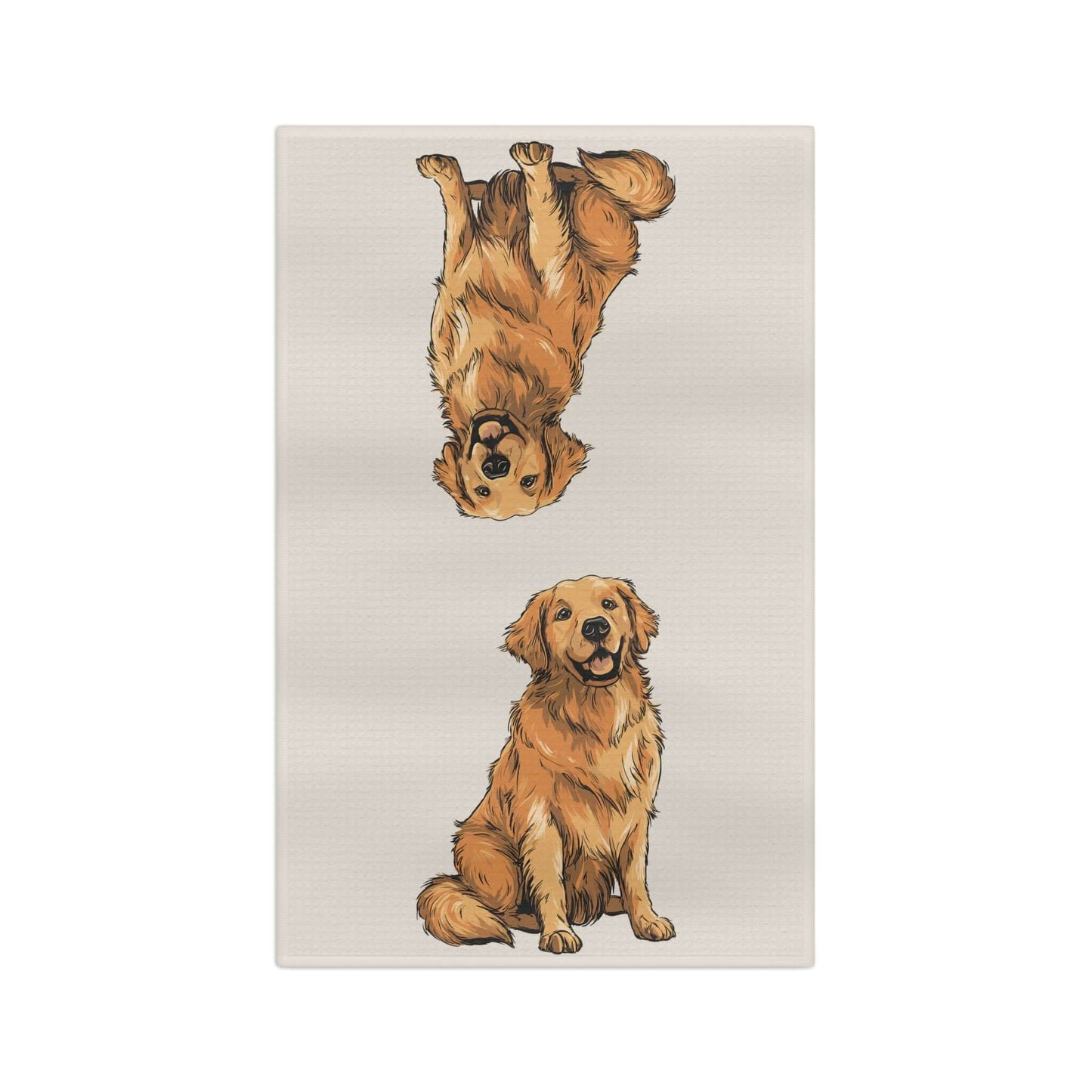 Golden Approved Golden Retriever Tea Towel – Premium Dog Kitchen Towel featuring hand-drawn golden retrievers.