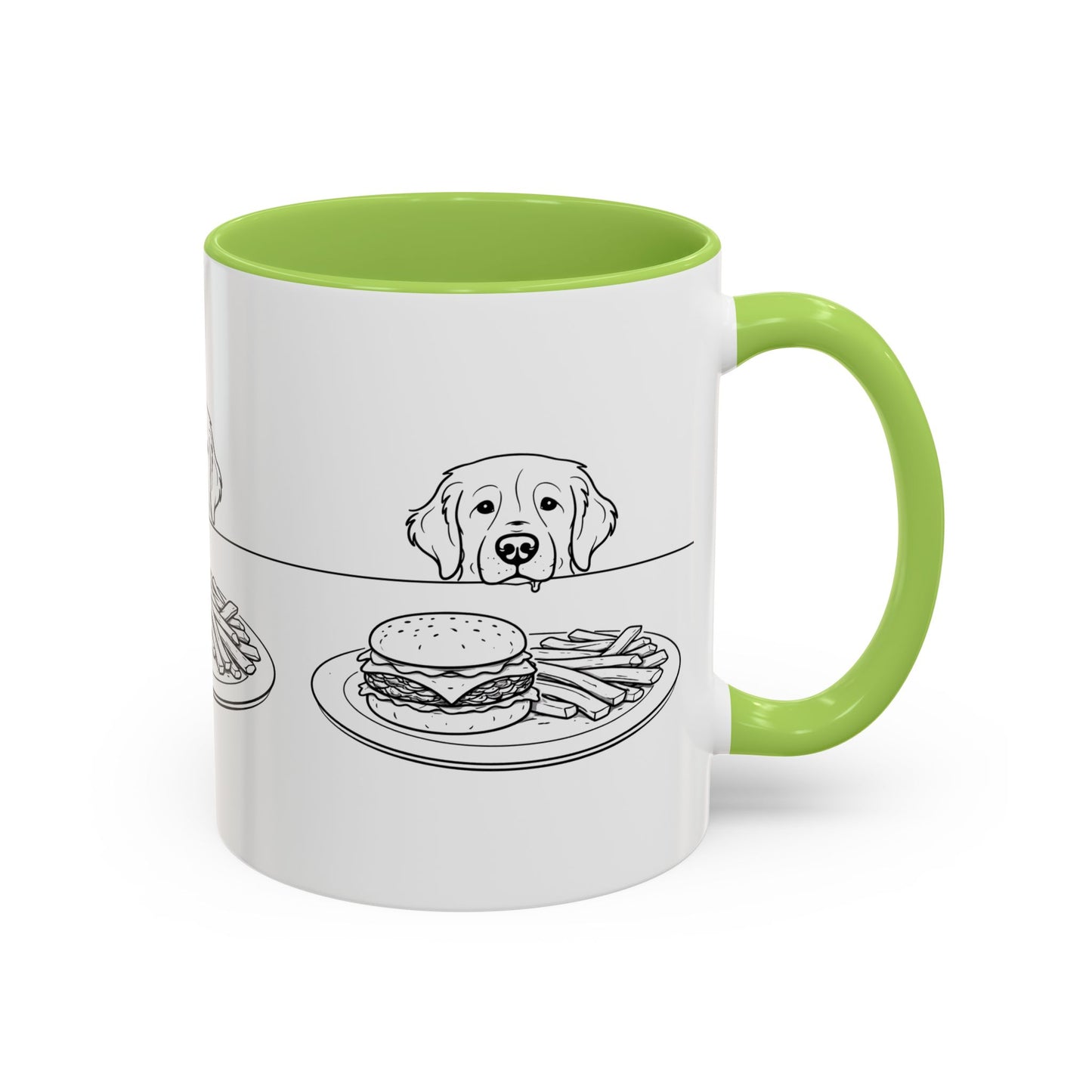 Golden Retriever Burger POV Mug | Dog Begging for Food Coffee Cup (11oz / 15oz)