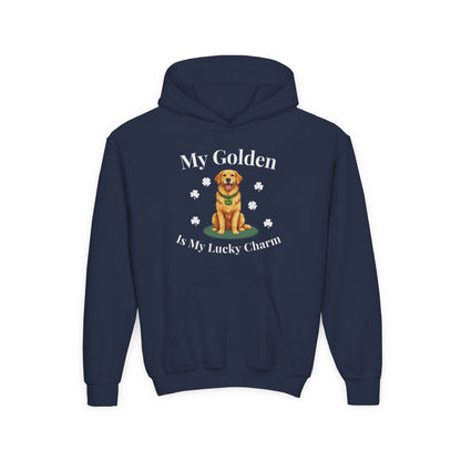 Youth Hoodie — “My Golden Is My Lucky Charm” St. Patrick’s Day Golden Retriever Sweatshirt