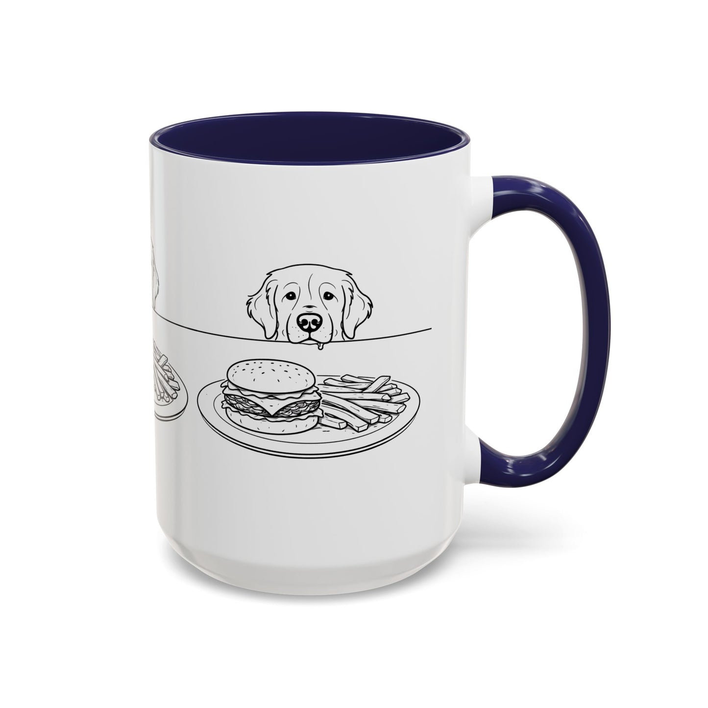 Golden Retriever Burger POV Mug | Dog Begging for Food Coffee Cup (11oz / 15oz)