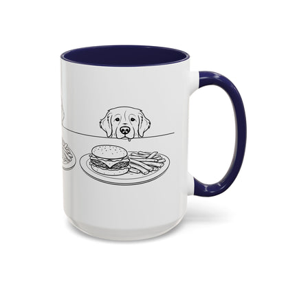 Golden Retriever Burger POV Mug | Dog Begging for Food Coffee Cup (11oz / 15oz)
