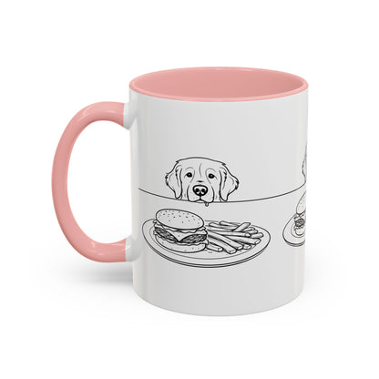 Golden Retriever Burger POV Mug | Dog Begging for Food Coffee Cup (11oz / 15oz)