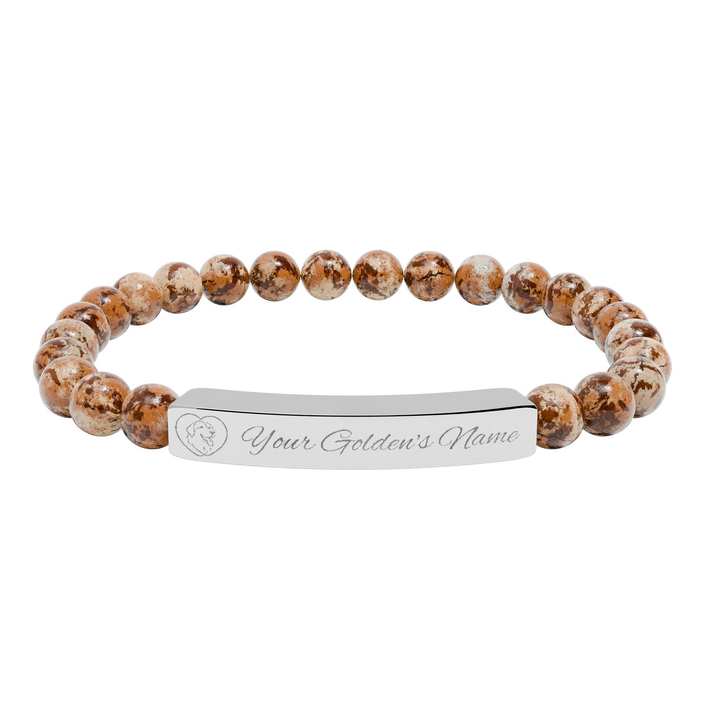 Custom Name Engraved | Stone Stretch Bracelet