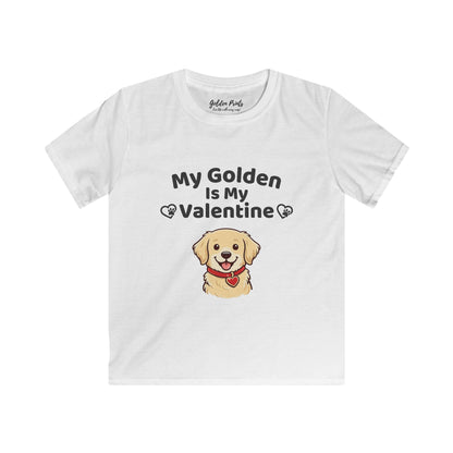 My Golden Is My Valentine | Kids Golden Retriever Valentine’s Day Shirt | Cute Dog Lover Tee
